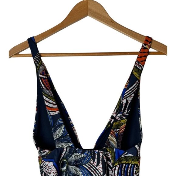 Zara Swimsuit Womens Small Blue Floral Print‎ Tropical One Piece Bathing Suit - Picture 6 of 11